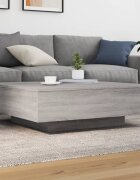 vidaXL Маса за кафе с LED осветление сив сонома 100x100x31 см
