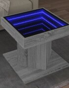 vidaXL Маса за кафе с LED сив сонома 50x50x45 см инженерно дърво
