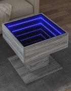 vidaXL Маса за кафе с LED сив сонома 50x50x45 см инженерно дърво