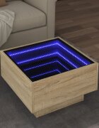 vidaXL Маса за кафе с LED сонома дъб 50x50x30 см инженерно дърво