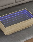 vidaXL Маса за кафе с LED сонома дъб 90x50x30 см инженерно дърво