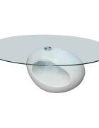 vidaXL Маса за кафе с овален стъклен плот силен гланц бяла