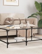 vidaXL Маса за кафе с прозрачен стъклен плот 985x50x40 см стомана