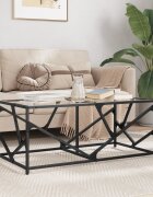 vidaXL Маса за кафе с прозрачен стъклен плот 985x50x41 см стомана