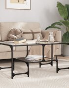 vidaXL Маса за кафе с прозрачен стъклен плот 985x50x45 см стомана
