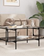 vidaXL Маса за кафе с прозрачен стъклен плот 985x50x45 см стомана