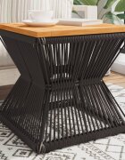vidaXL Маса за кафе с телена основа черна 38x38x38 см масивна акация