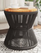 vidaXL Маса за кафе с телена основа черна Ø 45x44 см масивна акация