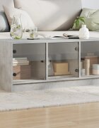 vidaXL Маса за кафе със стъклени врати бетонно сива 102x50x42 см