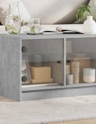 vidaXL Маса за кафе със стъклени врати бетонно сива 68x50x42 см
