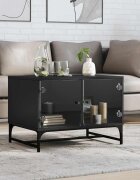 vidaXL Маса за кафе със стъклени врати черен 685x50x50 см
