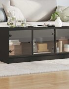 vidaXL Маса за кафе със стъклени врати черна 102x50x42 см