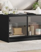 vidaXL Маса за кафе със стъклени врати черна 68x50x42 см