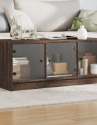 vidaXL Маса за кафе със стъклени врати кафяв дъб 102x50x42 см