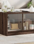 vidaXL Маса за кафе със стъклени врати кафяв дъб 68x50x42 см
