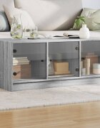 vidaXL Маса за кафе със стъклени врати сив сонома 102x50x42 см