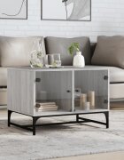 vidaXL Маса за кафе със стъклени врати сив сонома 685x50x50 см