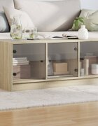 vidaXL Маса за кафе със стъклени врати сонома дъб 102x50x42 см