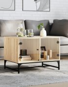vidaXL Маса за кафе със стъклени врати сонома дъб 685x50x50 см