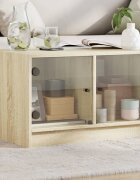 vidaXL Маса за кафе със стъклени врати сонома дъб 68x50x42 см