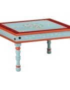 vidaXL Маса за кафе синя ръчно рисувана мангово дърво масив
