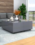 vidaXL Маса за кафе сив гланц 60x60x35 см инженерно дърво