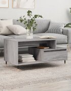 vidaXL Маса за кафе сив сонома 90x49x45 см инженерно дърво
