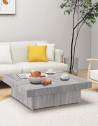 vidaXL Маса за кафе сив сонома 90x90x28 см инженерно дърво