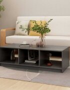 vidaXL Маса за кафе сива 110x50x34 см борово дърво масив