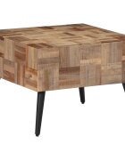 vidaXL Маса за кафе сива 55x55x40 см масивно регенерирано тиково дърво
