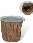 vidaXL Маса за кафе тиково дърво и стъкло 50x40 cм