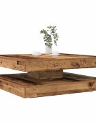 vidaXL Маса за кафе Въртяща се на 360 градуса старо дърво 90x90x345cm