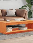 vidaXL Маса за кафе восъчнокафява 110x50x335 см борово дърво масив