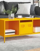 vidaXL Маса за кафе жълта 1015x50x435 см студеновалцувана стомана