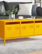 vidaXL Маса за кафе жълта 1015x50x435 см студеновалцувана стомана