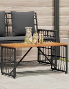 vidaXL Маса за открито Черен 80 x 40 x 40 cm Стомана и полиратан