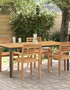 vidaXL Маса за открито Естествено и черно 180 x 90 x 75 cm