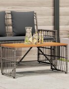 vidaXL Маса за открито Сив 80 x 40 x 40 cm Стомана и полиратан