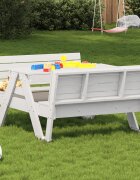 vidaXL Маса за пикник за деца бяла 88x122x58 см борово дърво масив