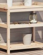 vidaXL Маса за разсаждане с рафтове 825x45x865 см бор масив