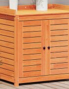 vidaXL Маса за разсаждане с рафтове кафява 825x50x865 см бор масив
