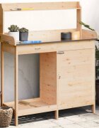 vidaXL Маса за разсаждане с шкаф 1105x45x1245 см масивна ела