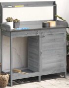 vidaXL Маса за разсаждане с шкаф сива 1105x45x1245 см масивна ела