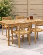 vidaXL Маса за вечеря в градината Бяло 196 x 1005 x 75 см