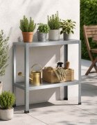 vidaXL Маса за засаждане 80 x 40 x 80 cm Поцинкована стомана Сребристо