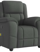 vidaXL Масажен фотьойл с регулируема облегалка тъмносив плат