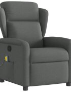 vidaXL Масажен фотьойл с регулируема облегалка тъмносив плат