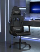 vidaXL Масажен гейминг стол черен изкуствена кожа