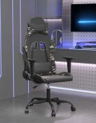 vidaXL Масажен гейминг стол черно и камуфлаж изкуствена кожа