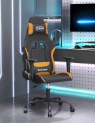 vidaXL Масажен гейминг стол черно и оранжево плат